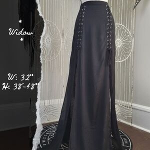 NWT Widow Corset Hip Four Slit Panel Maxi Skirt Rare Semi Opaque Goth